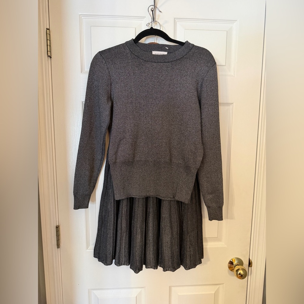 2 piece set - Harper Metallic Crew Neck Sweater & matching pleased skirt - Picture 1 of 8